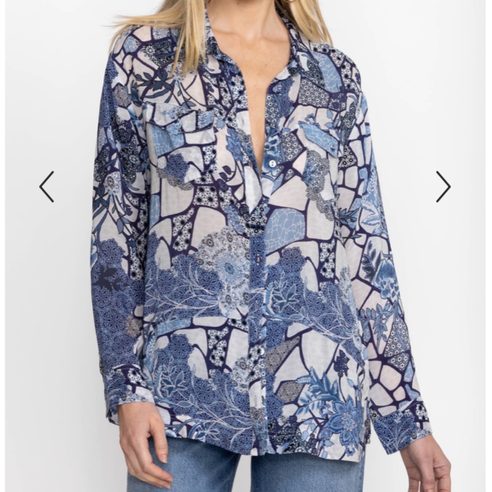 Blue button down JW top